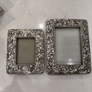 VTG 1995 Terragrafics Floral Silver Photo Frame Picture  Set